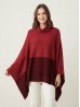 Super Soft Turtle Neck Side Slit Two-Tone Poncho Super Soft Turtle Neck Side Slit Two-Tone Poncho